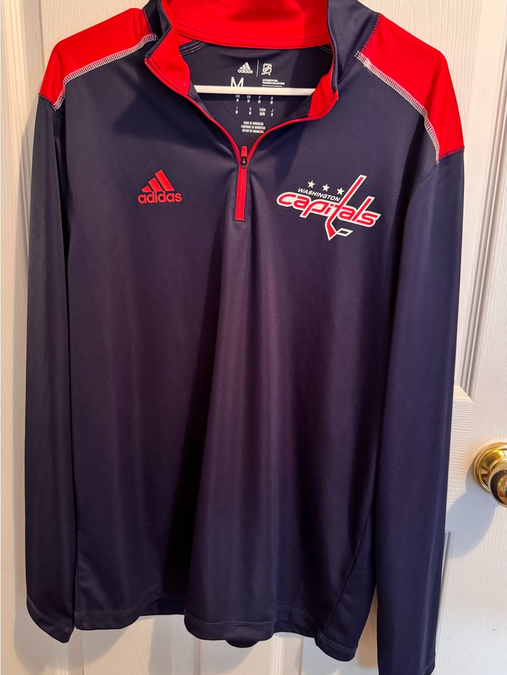 adidas Navy and Red Washington Capitals Quarter-Zip Pullover - Mens M